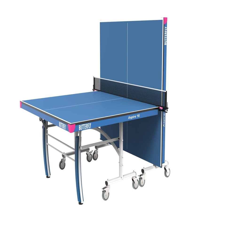 Butterfly Aspire 16 - A Fresh New Look for Your Gameroom - Height Adjustable Legs Ensure A Level Surface - Quick Assembly - USATT Approved - Regulation 6" Net Set Included - Offers Playback Position