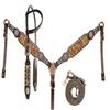 Showman Leather Single Ear Headstall & Breast Collar Set w/Hair-On Cowhide view 1