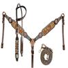 Showman Leather Single Ear Headstall & Breast Collar Set w/Hair-On Cowhide view 4