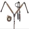 Showman Two-Tone Floral Tooled Leather Single Ear Headstall & Breast Collar Set w/Rawhide Lacing view 1