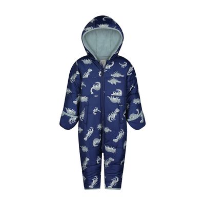 Carter's Baby Boy Pram Style Water Resistant One Piece Winter Snowsuit, Navy, 3 MO