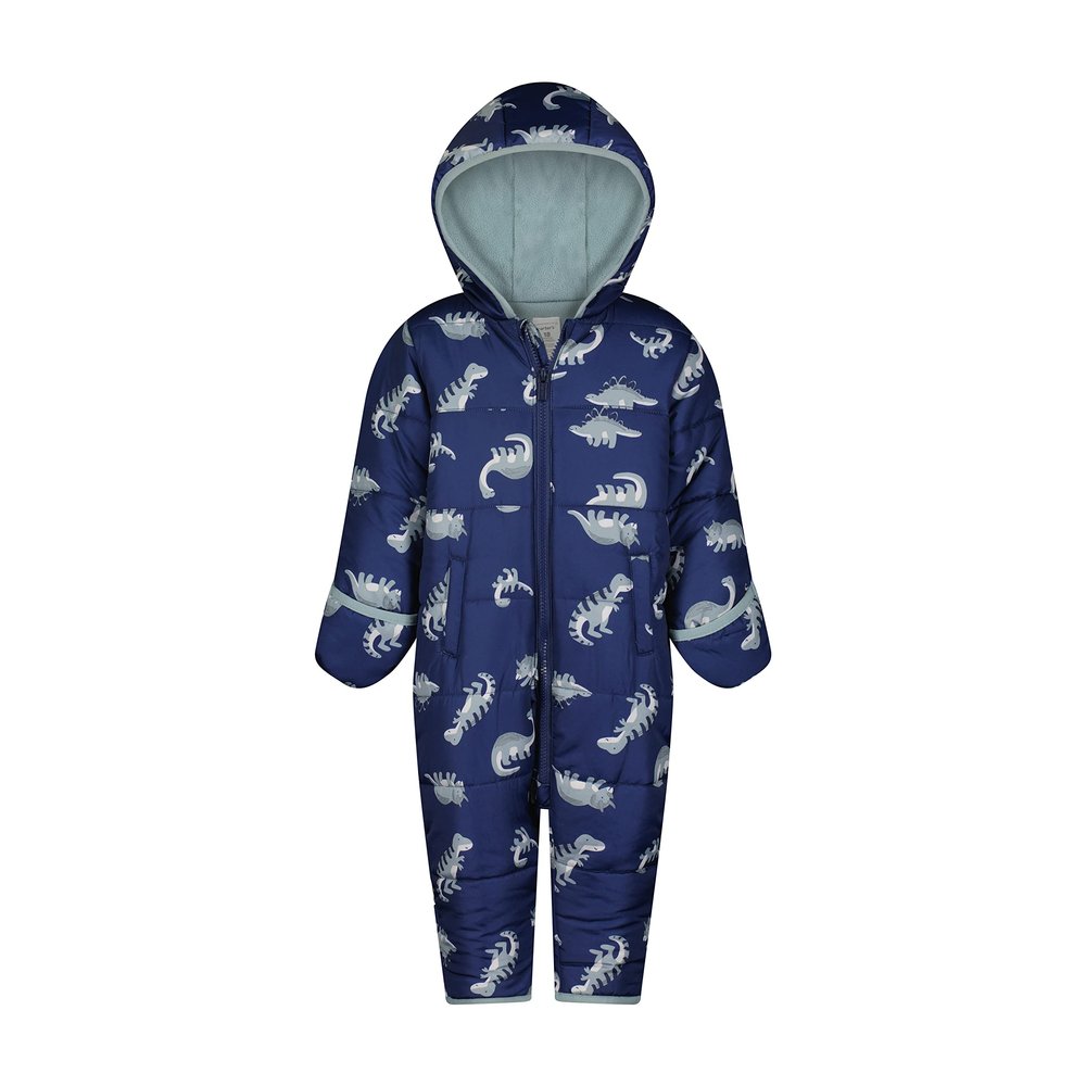 Carter's Baby Boy Pram Style Water Resistant One Piece Winter Snowsuit, Navy, 3 MO