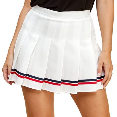 MBJ WB2344 Women Girls Plaid High Waist Japan School Uniform Pleated Skater Tennis Skirt with Short XXL Navy_RED