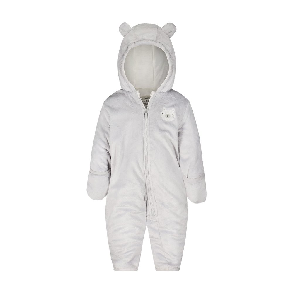 Carter's Baby Boy or Girl One Piece Snowsuit - Hooded Jacket/Snowpants with 3D Ears on Hood, Grey, Size 3M