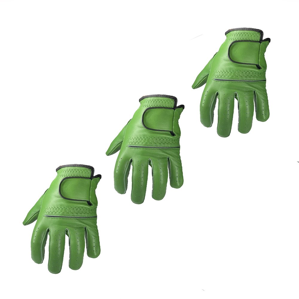 3 Mens EverGrip Green Cabretta Golf Glove (Left Handed Glove for The Right Handed Golfer) (3XL)