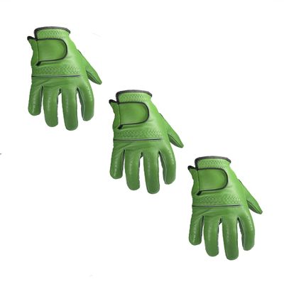 3 Mens EverGrip Green Cabretta Golf Glove (Right Handed Glove for The Left Handed Golfer) (3XL)