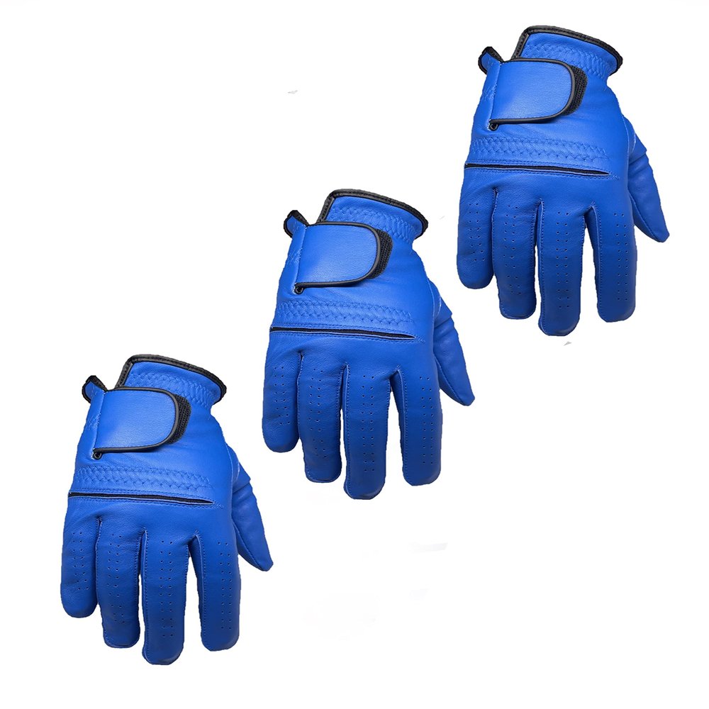 3 Mens EverGrip Blue Cabretta Golf Glove (Right Handed Glove for The Leftt Handed Golfer) (3XL)