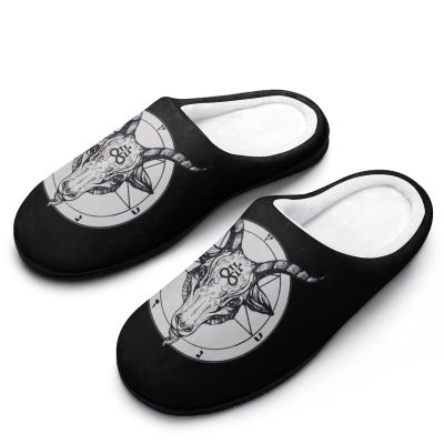 Baphomet Satanic Goat Head Men's Cotton Slippers Closed Toe Casual House Shoes with Non-Slip Sole for Indoor&Outdoor 11-1244-45