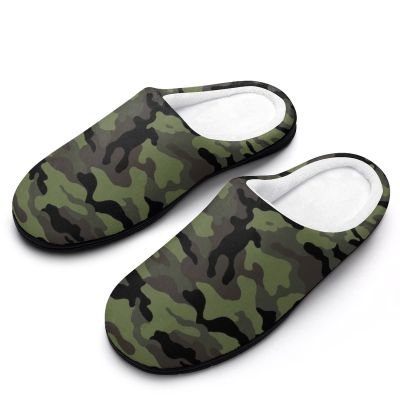 Army Green Camouflage Men's Cotton Slippers Closed Toe Casual House Shoes with Non-Slip Sole for Indoor&Outdoor 9-1042-43