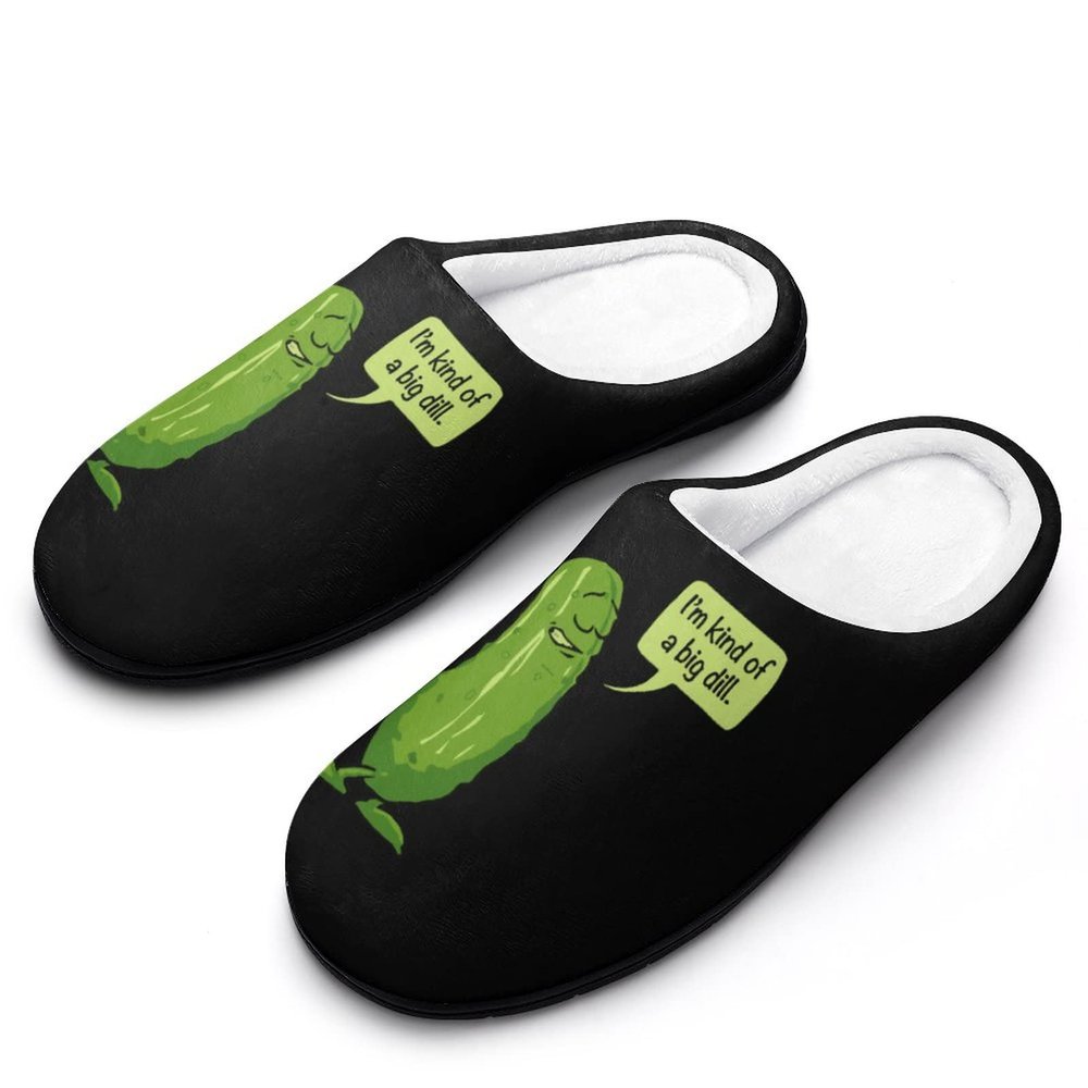 Big Dill Pickle Men's Cotton Slippers Closed Toe Casual House Shoes with Non-Slip Sole for Indoor&Outdoor 13-1446-47
