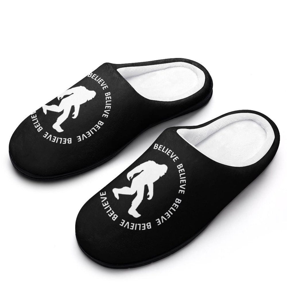 Bigfoot Sasquatch I Believe Men's Cotton Slippers Closed Toe Casual House Shoes with Non-Slip Sole for Indoor&Outdoor 11-1244-45
