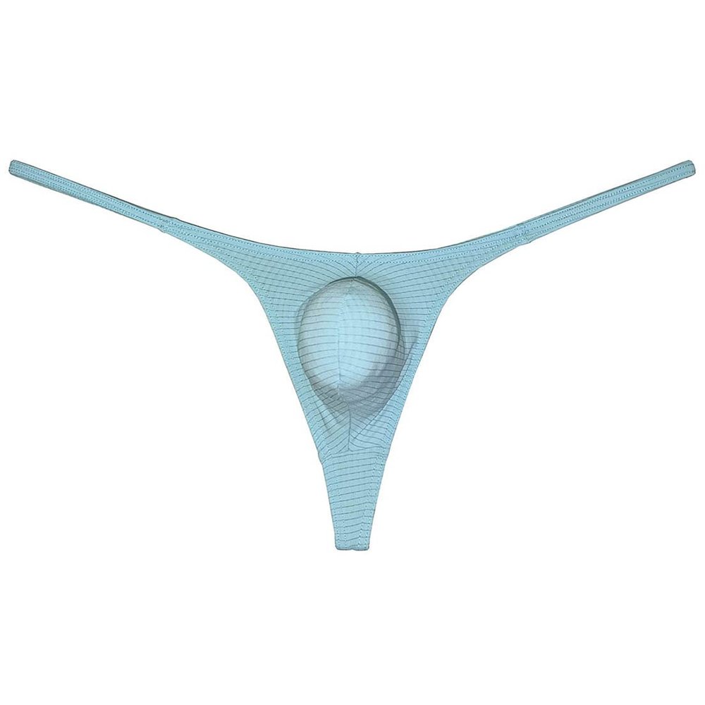 Botmois Mens Checkered Minimum Coverage String Thong Underpants Enhancing Micro Tangas Daily Underwear Micro T-back Light Blue XL