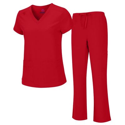 M&M SCRUBS Mens Scrub Set Medical Scrub Top and Pants 8400 (Red, X-Large)