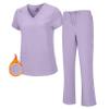 M&M SCRUBS Women's Stretch Scrub Set - Cool V-Neck Top & Cargo Pant, Breathable Moisture Wicking Medical Uniform (Lavender, X-Large) view 1