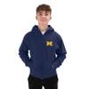 Little King NCAA Youth Boys Teen Full Zip Cotton Fleece Hoodie Sweatshirt With Embroidered Team Logo-Michigan-Navy-Youth Medium view 1