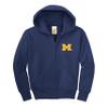 Little King NCAA Youth Boys Teen Full Zip Cotton Fleece Hoodie Sweatshirt With Embroidered Team Logo-Michigan-Navy-Youth Medium view 3