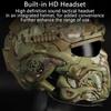 Airsoft Full Face Mask Tactical Helmet, with Built-in Tactical Headset/Anti-Fog Fan Sliding Goggles for CS Paintball, Hunting, Outdoor Sports view 4