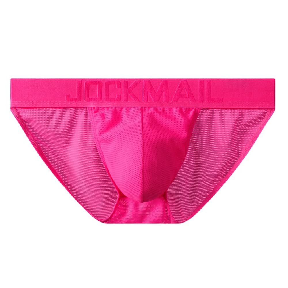 JOCKMAIL Low Waist Mens Briefs Underwear Breathable Mesh Comfort Underwear Briefs Men Underpants Red