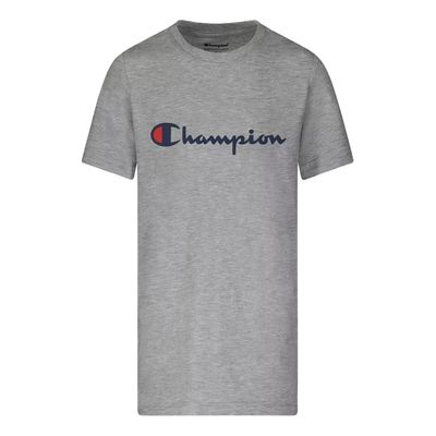 Champion Script SS Boys Active Shirts & Tees Size M, Color: Grey/Navy