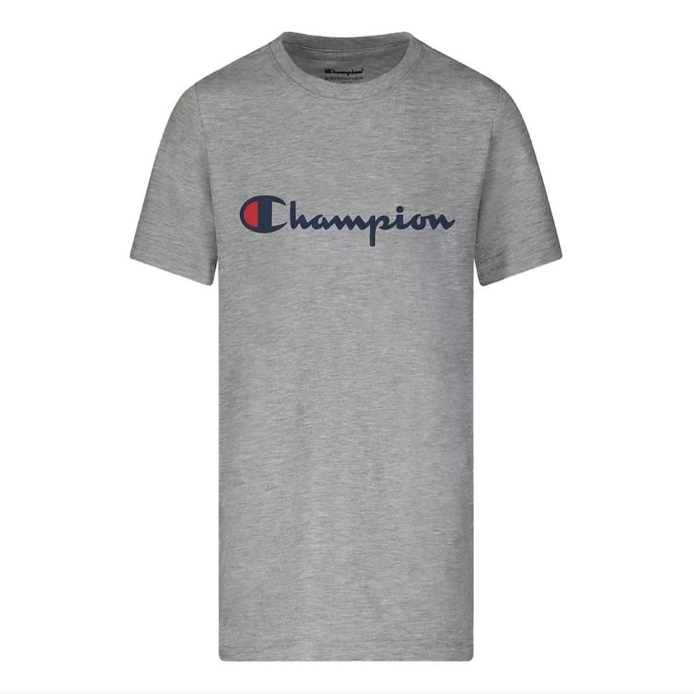 Champion Script SS Boys Active Shirts & Tees Size M, Color: Grey/Navy