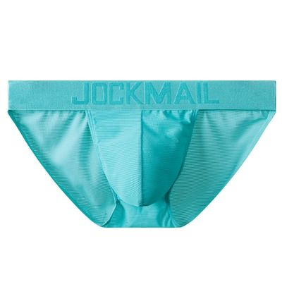 JOCKMAIL Low Waist Mens Briefs Underwear Breathable Mesh Comfort Underwear Briefs Men Underpants Light Blue
