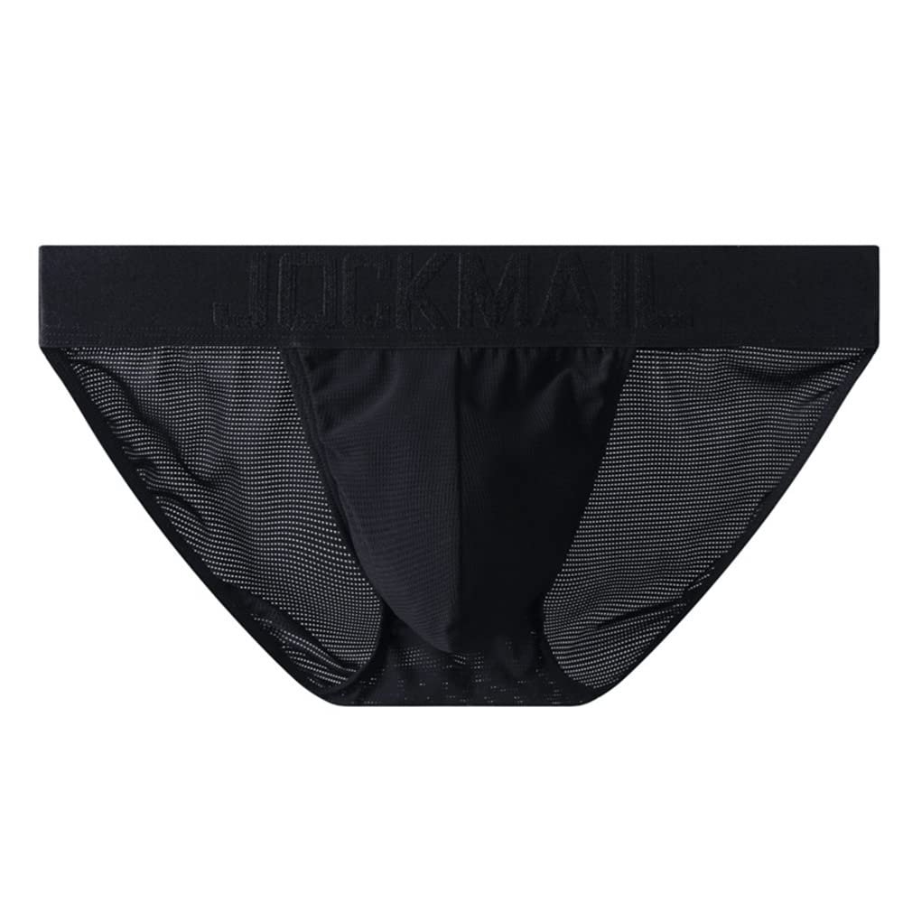 JOCKMAIL Low Waist Mens Briefs Underwear Breathable Mesh Comfort Underwear Briefs Men Underpants Black