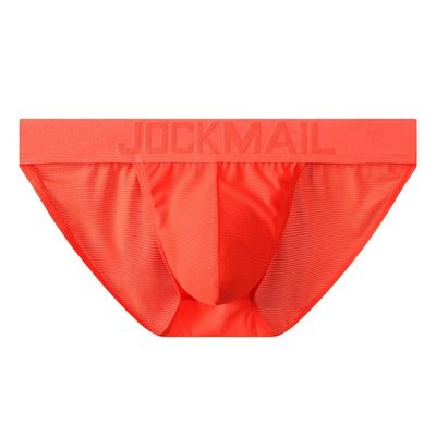 JOCKMAIL Low Waist Mens Briefs Underwear Breathable Mesh Comfort Underwear Briefs Men Underpants Orange