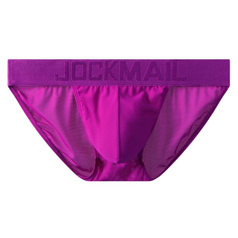 JOCKMAIL Low Waist Mens Briefs Underwear Breathable Mesh Comfort Underwear Briefs Men Underpants Purple