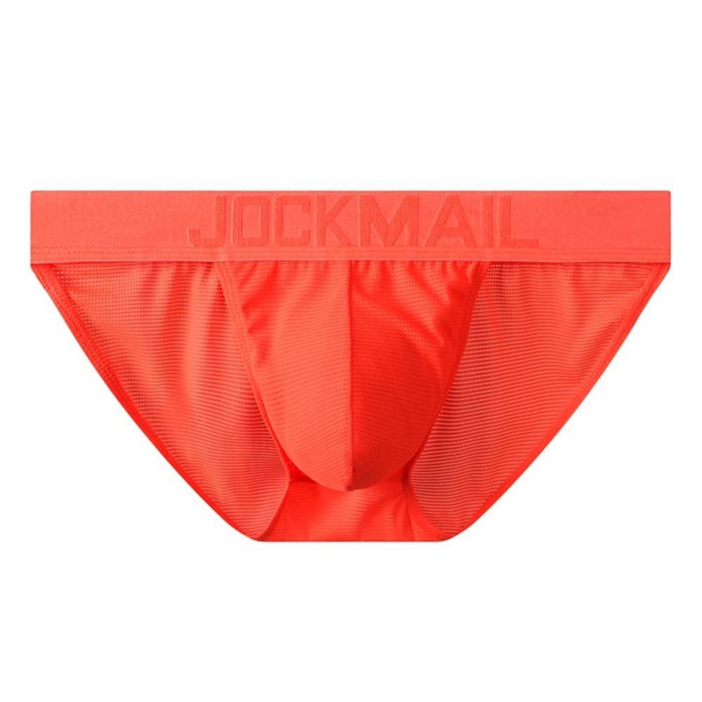 JOCKMAIL Low Waist Mens Briefs Underwear Breathable Mesh Comfort Underwear Briefs Men Underpants Orange