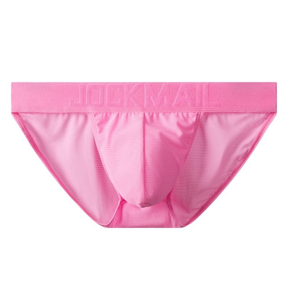 JOCKMAIL Low Waist Mens Briefs Underwear Breathable Mesh Comfort Underwear Briefs Men Underpants Pink