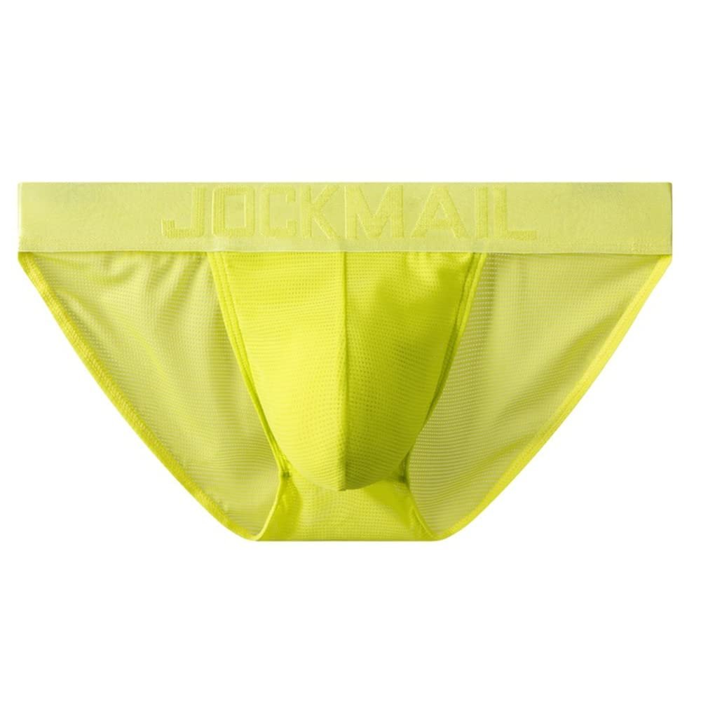 JOCKMAIL Low Waist Mens Briefs Underwear Breathable Mesh Comfort Underwear Briefs Men Underpants Yellow