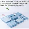 8 Set Packing Cubes with Shoe Bag Travel Luggage Organizer for Suitcase Clothes Storage Bag Solid Convenient Packing Pouches view 2