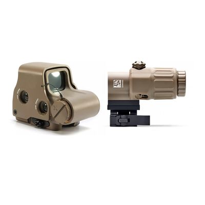 558 Red Green Dot Holographic Sight Reflex Scope with G33 3X Magnifier Quick Release Mount Combo(Tan)