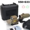 558 Red Green Dot Holographic Sight Reflex Scope with G33 3X Magnifier Quick Release Mount Combo(Tan) view 2