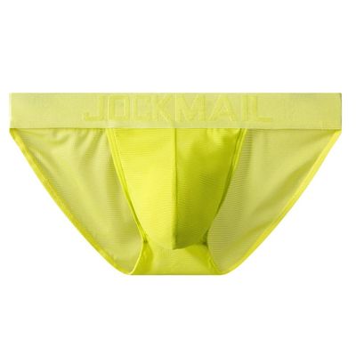 JOCKMAIL Low Waist Mens Briefs Underwear Breathable Mesh Comfort Underwear Briefs Men Underpants Yellow