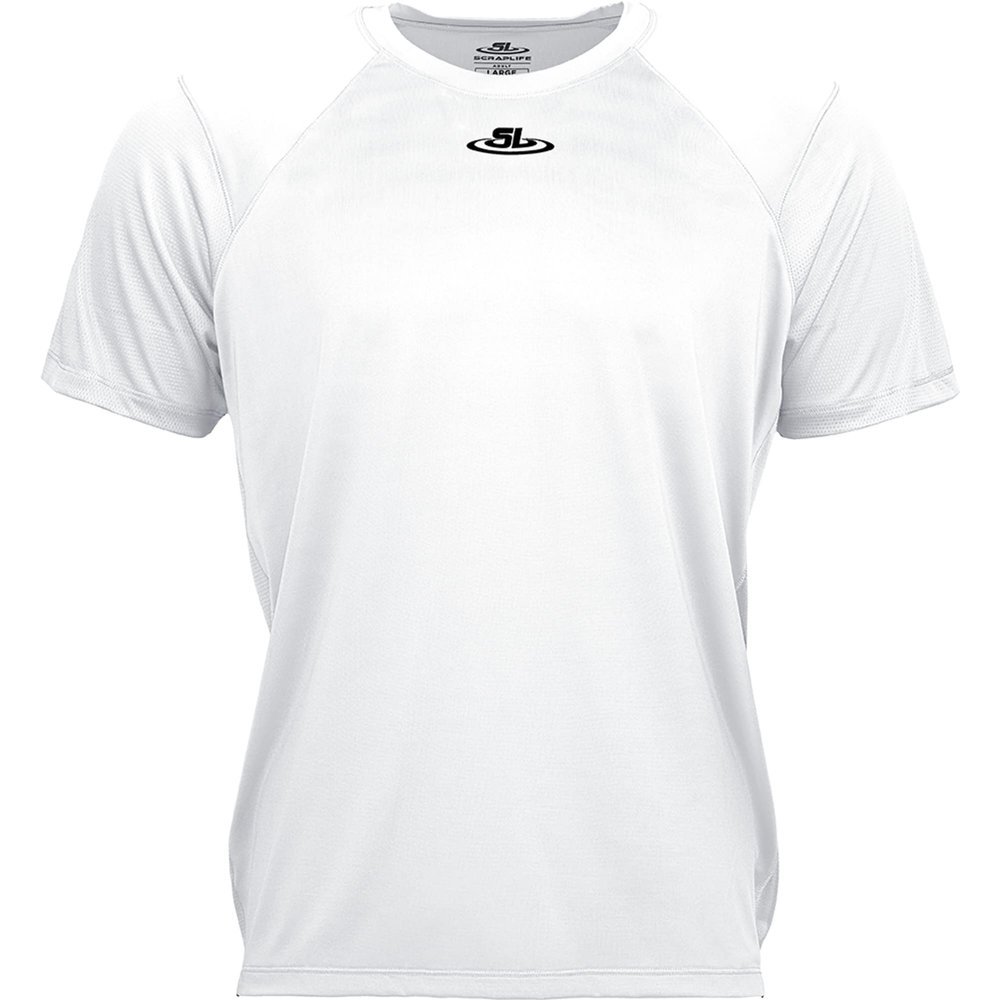 ScrapLife | Mens Premium Performance Short Sleeve Training Wrestling Shirt | Adult & Youth Athlete (Youth Small, White)