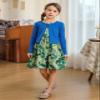Bonny Billy Girls' Clothing Sets Flower Dress and Solid Cardigan 2 PCS Outfits 10-11t Blue-2 view 2