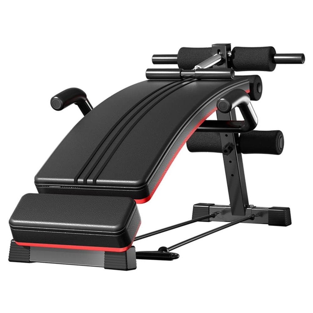 Sit Up Bench with Adjustable Headrest Foldable Incline Bench Home Exercise Abs Board Sit Up Exercise Equipment (Color : Black, Size : 140 * 30 * 64cm)