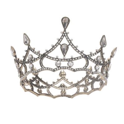 minkissy Round Baroque Tiaras White - Bridal Tiara Pageant Wedding Tiara Bridal Rhinestones Crown Crystal Princess Vintage Headband Luxurious Crown for Bride