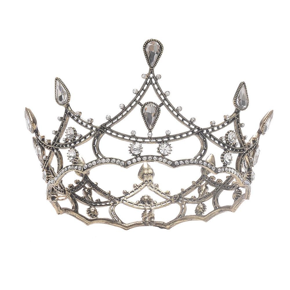 minkissy Round Baroque Tiaras White - Bridal Tiara Pageant Wedding Tiara Bridal Rhinestones Crown Crystal Princess Vintage Headband Luxurious Crown for Bride