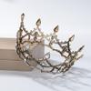 minkissy Round Baroque Tiaras White - Bridal Tiara Pageant Wedding Tiara Bridal Rhinestones Crown Crystal Princess Vintage Headband Luxurious Crown for Bride view 3