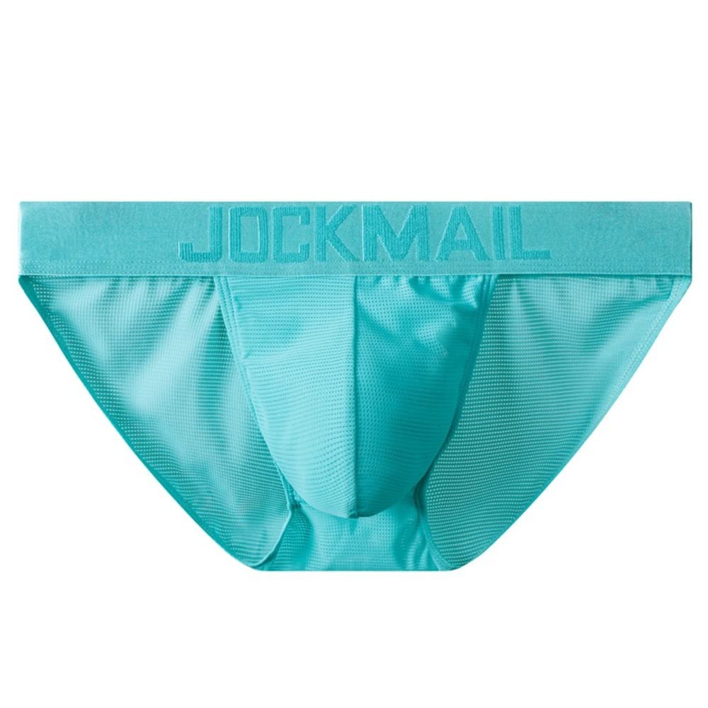 JOCKMAIL Low Waist Mens Briefs Underwear Breathable Mesh Comfort Underwear Briefs Men Underpants Light Blue
