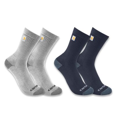 Carhartt Mens Midweight Logo Crew 2 Pack Socks, Assorted 2, X-Large US