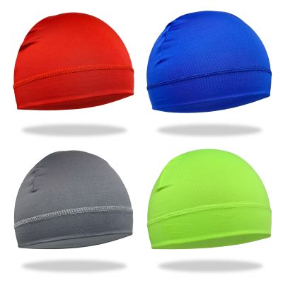4 Pcs Skull Cap Sweat Wicking Helmet Liner Breathable Cycling Beanie Running Sports Hat Cooling Head Wraps for Men (Colorful Pack)