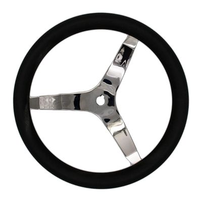 MARINE CITY 3-Spoke Steering Wheel  316 Stainless Steel, 13-1/2" Dia W/PU Foam - 3/4" Tapered Shaft, Corrosion-Resistant Marine Hardware for Boats & Yachts