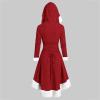 Christmas Hooded Dress for Women Winter Vintage Long Sleeve Velvet Dresses Lace Up Patchwork Party Cloak Dress Red view 4