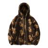 tuduoms Women Fashion Sherpa Zipper Hooded Sweatshirt Bear Graphic Fluzzy Faux Fur Hoodies Fall Winter Clothes for Teen Girls view 1
