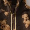 tuduoms Women Fashion Sherpa Zipper Hooded Sweatshirt Bear Graphic Fluzzy Faux Fur Hoodies Fall Winter Clothes for Teen Girls view 2