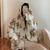 tuduoms Women Fashion Sherpa Zipper Hooded Sweatshirt Bear Graphic Fluzzy Faux Fur Hoodies Fall Winter Clothes for Teen Girls view 4
