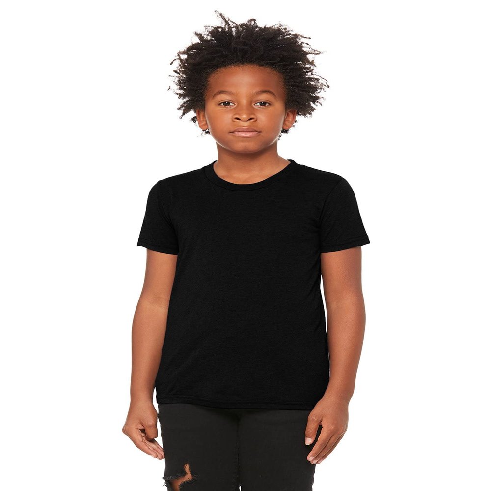 APPAREL GLOBE Boys Triblend Short-Sleeve T-Shirt, Solid Black Triblend, Large